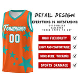 Custom Orange Aqua Graffiti Pattern Star Print Basketball Jersey Sets