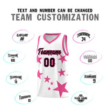 Custom White Pink Graffiti Pattern Star Print Basketball Jersey Sets