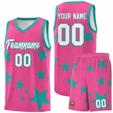 Custom Pink Aqua Graffiti Pattern Star Print Basketball Jersey Sets