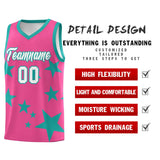 Custom Pink Aqua Graffiti Pattern Star Print Basketball Jersey Sets