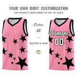 Custom Light Pink Black Graffiti Pattern Star Print Basketball Jersey Sets