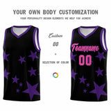 Custom Black Purple Graffiti Pattern Star Print Basketball Jersey Sets