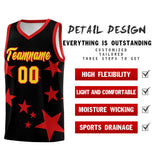 Custom Black Red Graffiti Pattern Star Print Basketball Jersey Sets