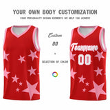 Custom Red Light Pink Graffiti Pattern Star Print Basketball Jersey Sets