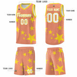 Custom Light Orange Gold Graffiti Pattern Star Print Basketball Jersey Sets
