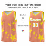 Custom Light Orange Gold Graffiti Pattern Star Print Basketball Jersey Sets