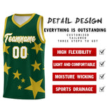 Custom Green Old Gold Graffiti Pattern Star Print Basketball Jersey Sets
