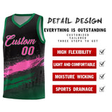 Custom Black Pink and Kelly Green Graffiti Pattern Sports Uniform Basketball Jersey