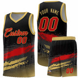 Custom Black Red and Khaki Graffiti Pattern Sports Uniform Basketball Jersey