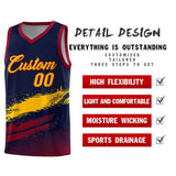 Custom Navy Yellow and Crimson Graffiti Pattern Sports Uniform Basketball Jersey