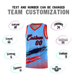 Custom Powder Blue Navy and Red Graffiti Pattern Sports Uniform Basketball Jersey