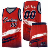 Custom Red White and Navy Graffiti Pattern Sports Uniform Basketball Jersey
