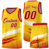 Custom Yellow White and Red Graffiti Pattern Sports Uniform Basketball Jersey