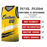 Custom Yellow White and Navy Graffiti Pattern Sports Uniform Basketball Jersey