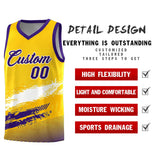 Custom Yellow White and Purple Graffiti Pattern Sports Uniform Basketball Jersey