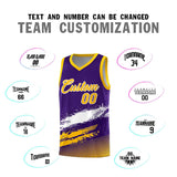 Custom Purple White and Yellow Graffiti Pattern Sports Uniform Basketball Jersey