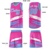 Custom Pink White and Powder Blue Graffiti Pattern Sports Uniform Basketball Jersey