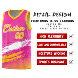 Custom Pink White and Yellow Graffiti Pattern Sports Uniform Basketball Jersey