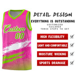 Custom Pink White and Neon Green Graffiti Pattern Sports Uniform Basketball Jersey