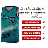 Custom Aqua Gray and Navy Graffiti Pattern Sports Uniform Basketball Jersey