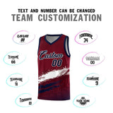 Custom Crimson White and Navy Graffiti Pattern Sports Uniform Basketball Jersey