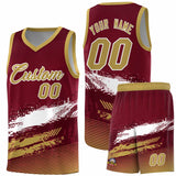 Custom Crimson White and Khaki Graffiti Pattern Sports Uniform Basketball Jersey