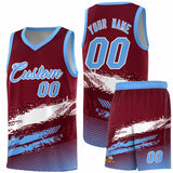 Custom Crimson White and Powder Blue Graffiti Pattern Sports Uniform Basketball Jersey