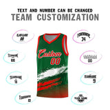 Custom Kelly Green White and Red Graffiti Pattern Sports Uniform Basketball Jersey