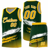 Custom Green White and Yellow Graffiti Pattern Sports Uniform Basketball Jersey