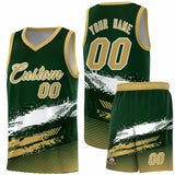 Custom Green White and Khaki Graffiti Pattern Sports Uniform Basketball Jersey