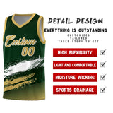 Custom Green White and Khaki Graffiti Pattern Sports Uniform Basketball Jersey