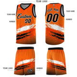 Custom Orange White and Black Graffiti Pattern Sports Uniform Basketball Jersey