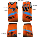 Custom Orange Powder Blue and Black Graffiti Pattern Sports Uniform Basketball Jersey