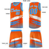 Custom Orange White and Powder Blue Graffiti Pattern Sports Uniform Basketball Jersey
