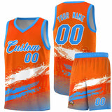 Custom Orange White and Powder Blue Graffiti Pattern Sports Uniform Basketball Jersey