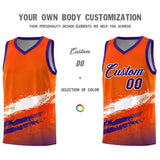 Custom Orange White and Purple Graffiti Pattern Sports Uniform Basketball Jersey