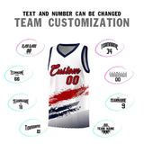 Custom White Red and Navy Graffiti Pattern Sports Uniform Basketball Jersey