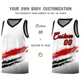 Custom White Red and Black Graffiti Pattern Sports Uniform Basketball Jersey