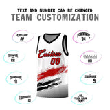 Custom White Red and Black Graffiti Pattern Sports Uniform Basketball Jersey