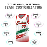Custom White Kelly Green and Red Graffiti Pattern Sports Uniform Basketball Jersey