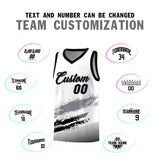 Custom White Gray and Black Graffiti Pattern Sports Uniform Basketball Jersey