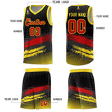Custom Black Red and Gold Graffiti Pattern Sports Uniform Basketball Jersey