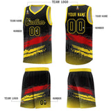 Custom Black Red and Gold Graffiti Pattern Sports Uniform Basketball Jersey