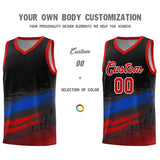 Custom Black Royal and Red Graffiti Pattern Sports Uniform Basketball Jersey