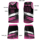 Custom Black White and Pink Graffiti Pattern Sports Uniform Basketball Jersey