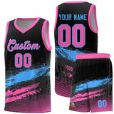 Custom Black Powder Blue and Pink Graffiti Pattern Sports Uniform Basketball Jersey