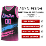 Custom Black Powder Blue and Pink Graffiti Pattern Sports Uniform Basketball Jersey