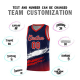 Custom Navy White and Red Graffiti Pattern Sports Uniform Basketball Jersey
