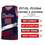 Custom Navy White and Crimson Graffiti Pattern Sports Uniform Basketball Jersey