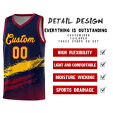 Custom Navy Yellow and Crimson Graffiti Pattern Sports Uniform Basketball Jersey
